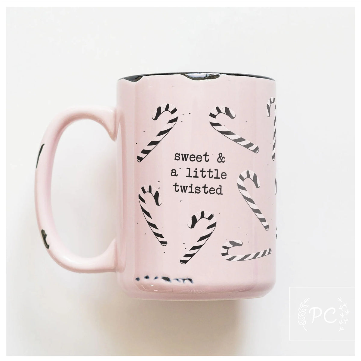 Sweet & a little twisted ceramic mug in Pink