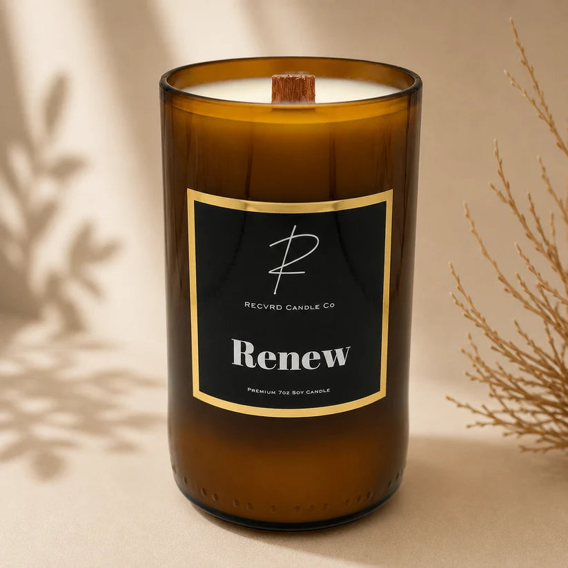 RENEW Beer Bottle Candle · White Tea