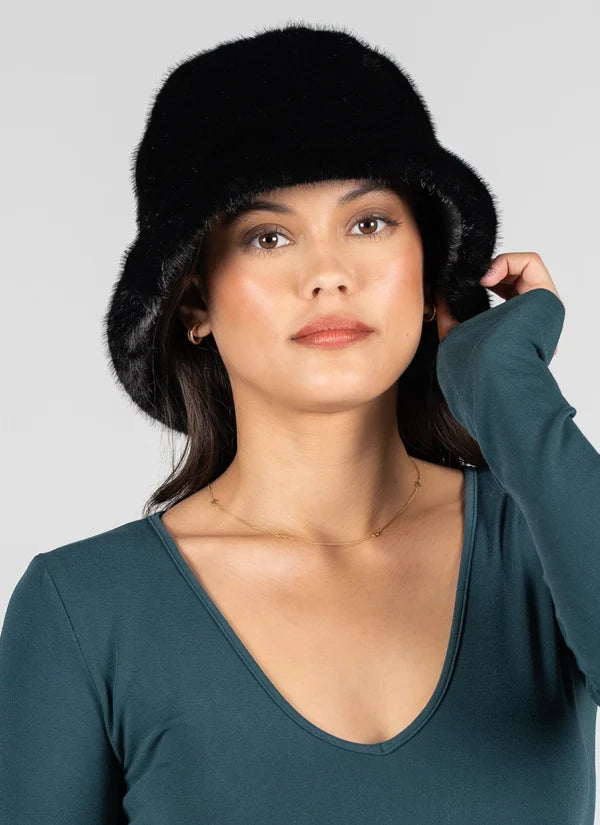 Sherpa Reversible Bucket Hat in Black