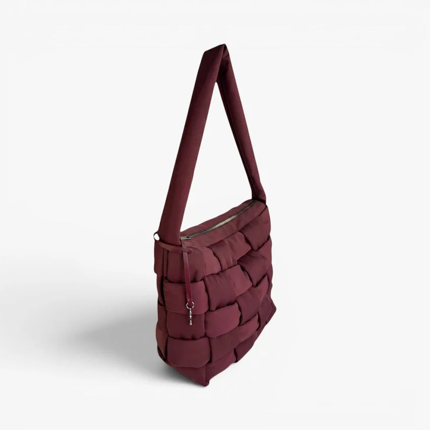 FIONA Woven Nylon Tote Bag - Bordeaux