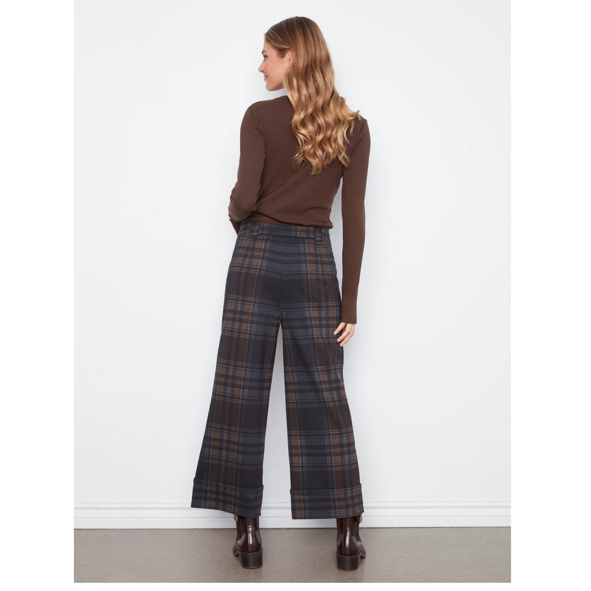 Wide Leg Plaid Pant