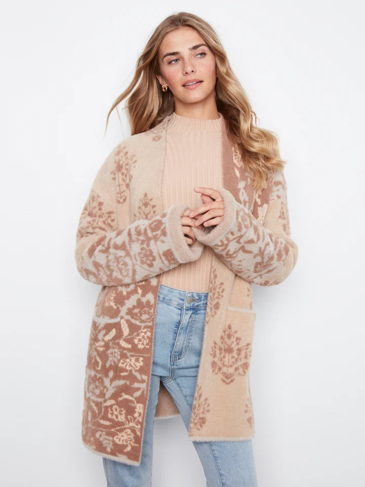Wide sleeve Cardi With Patch Pocket
