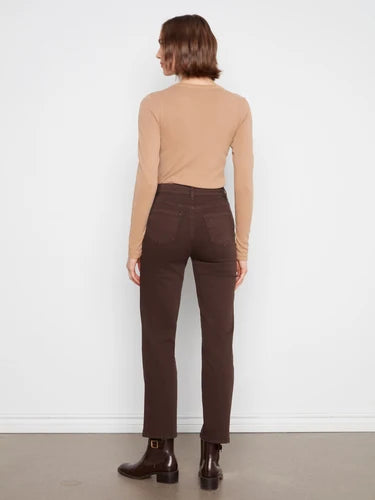 Straight Leg Twill Pants - Coffee
