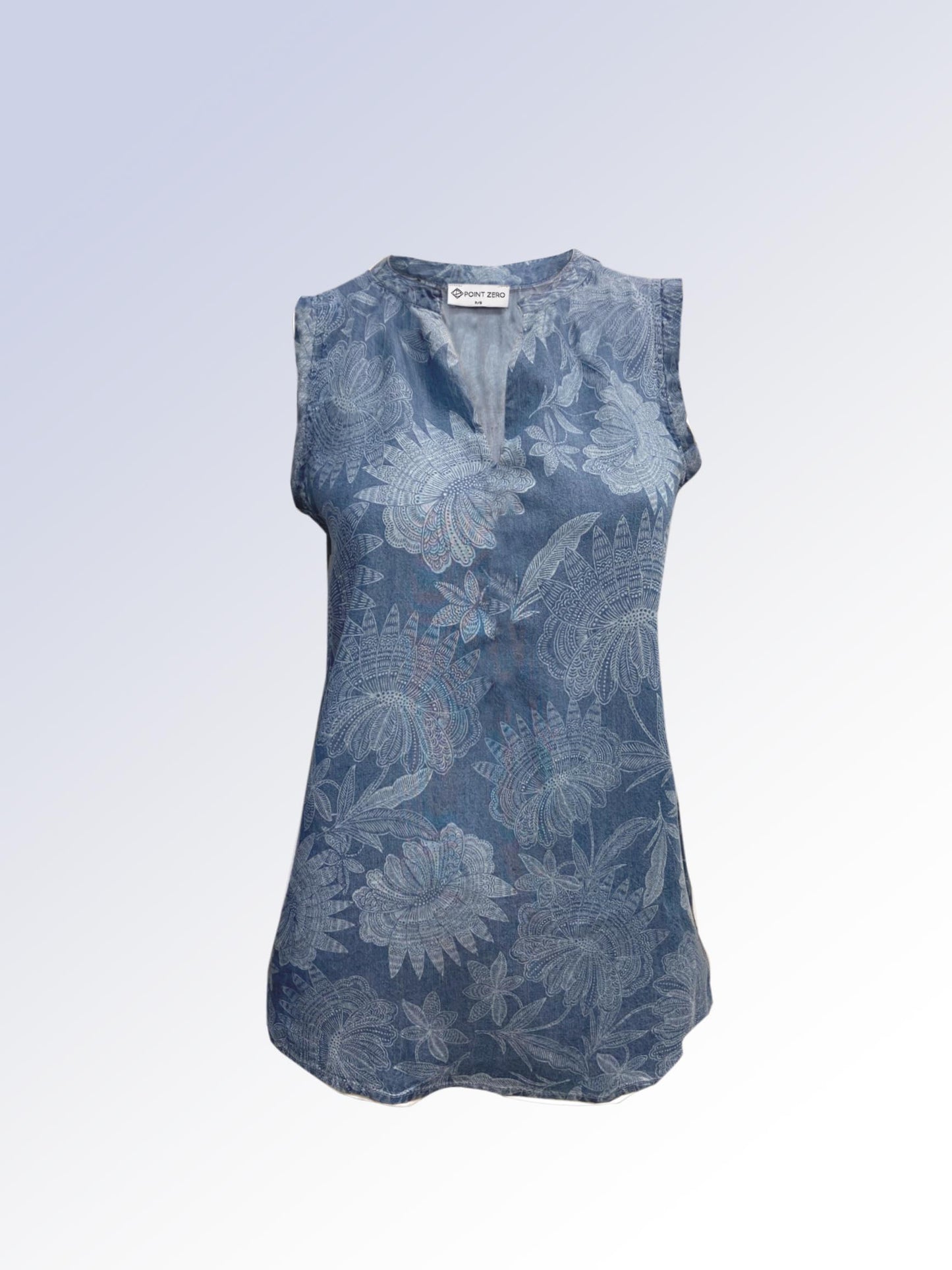 Floral blouse - indigo denim
