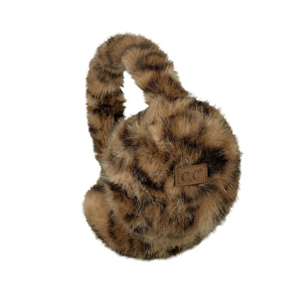 Faux Fur Leopard Earmuff in Latte