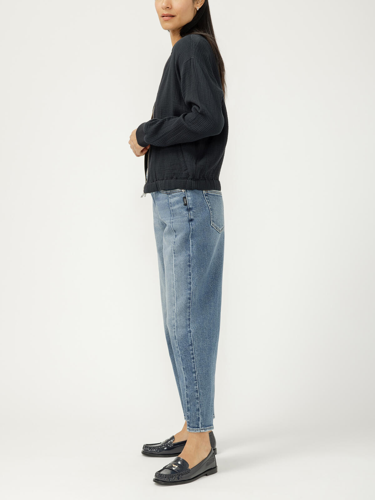 High Rise Slim Barrel Leg Jeans