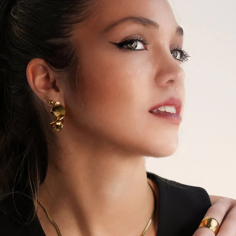 MARGINA: Modernist Avent Garde Twisted Shape Stud Earrings