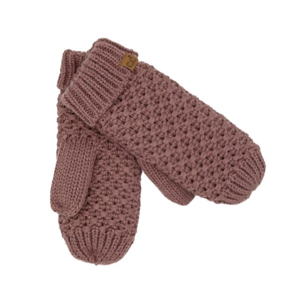 Cross Cell Stitch Knit Mitten in Coco Berry