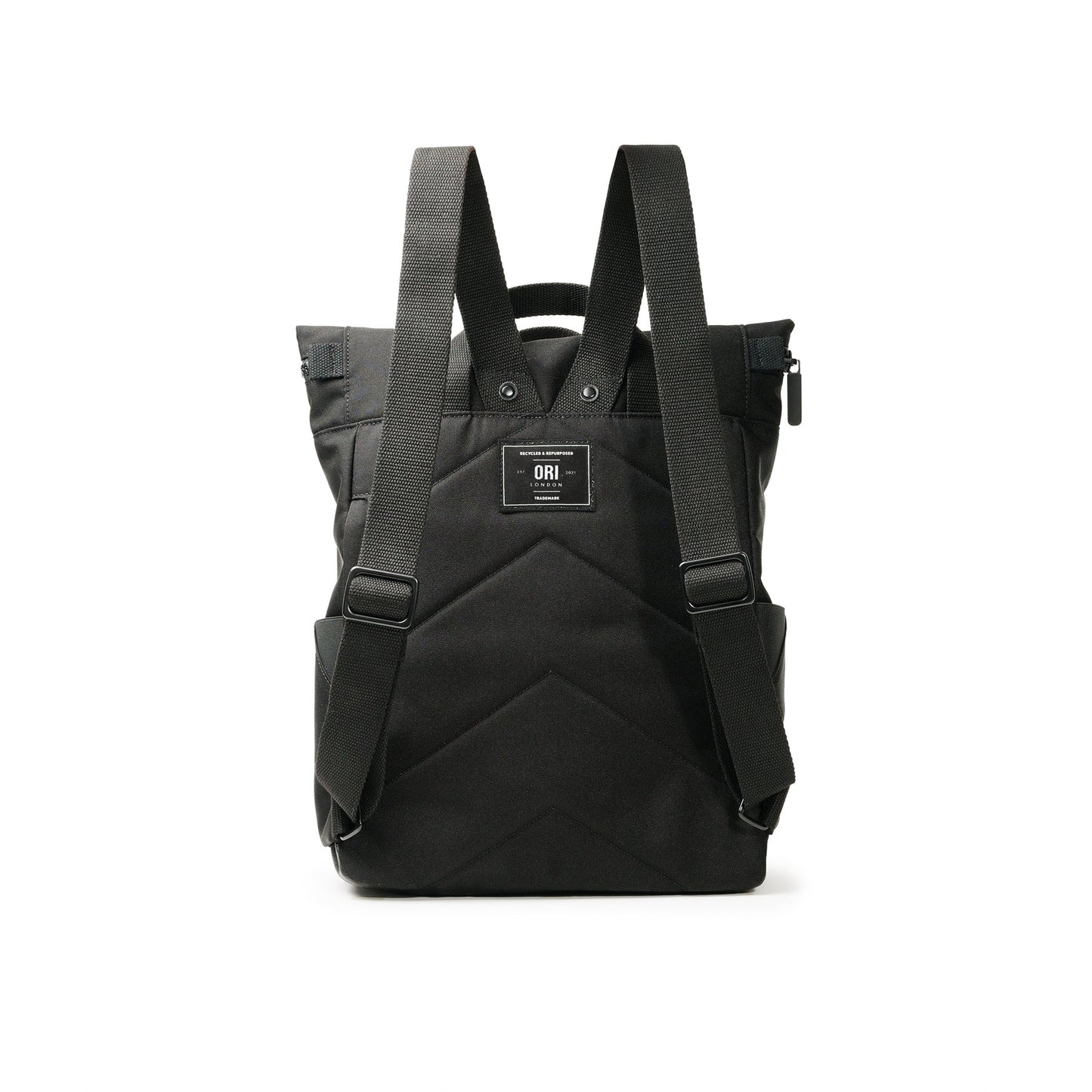 All Black Canfield Roll Top Backpack in Ash