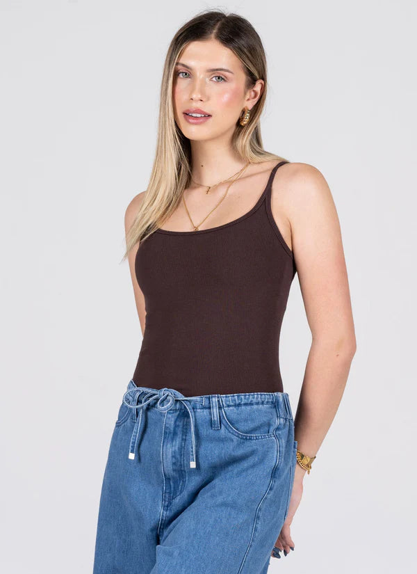 Bamboo Low Cut Cami - brown