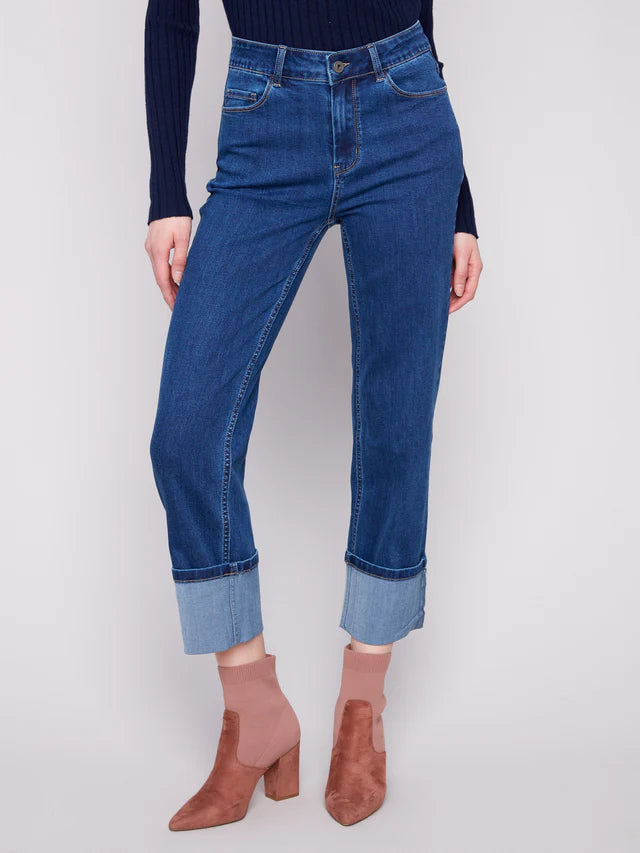 Charlie B - Wide Cuff Straight Leg Jeans - Indigo
