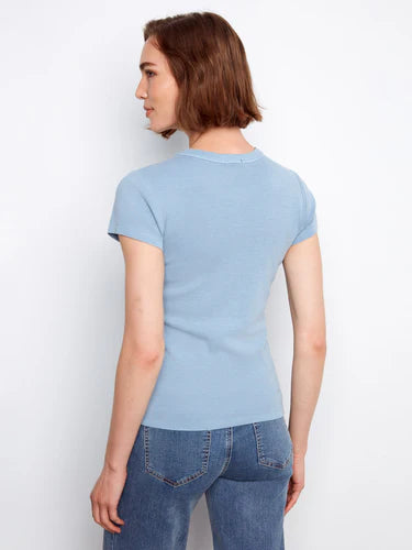 Tencel Ribbed Crew Neck T-Shirt - Haze