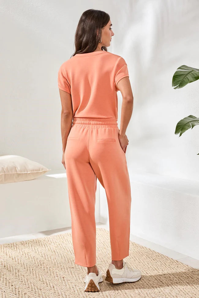 Soft Modal Barrel-Leg Elastic Waist Joggers