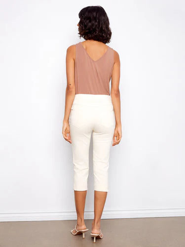 Knee High Capri Twill Pants - Natural