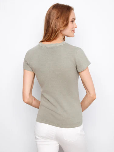 Tencel Ribbed Crew Neck T-Shirt - Sage