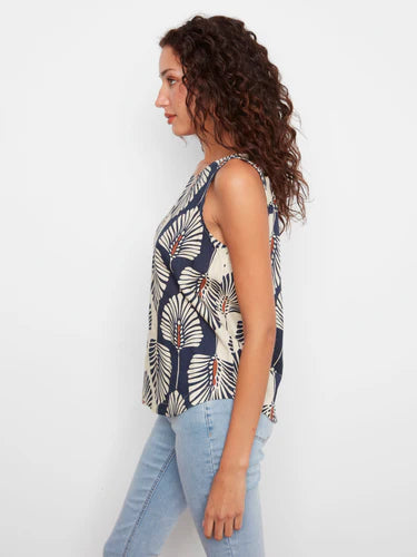 Printed Sleeveless Linen Blend Blouse - Tahiti