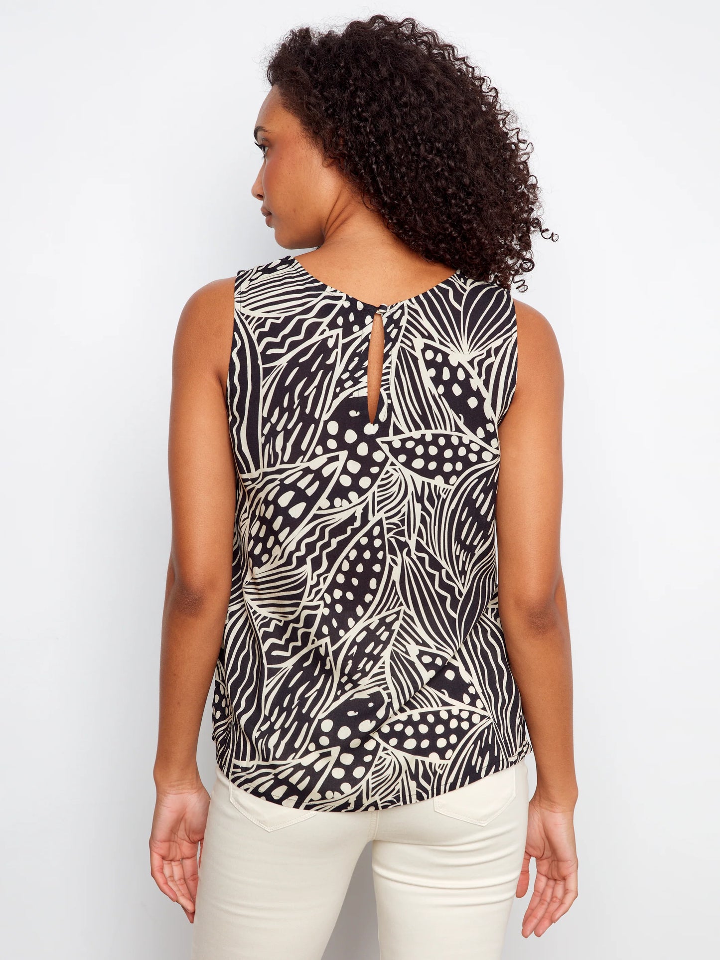 Sleeveless Blouse With Back Keyhole