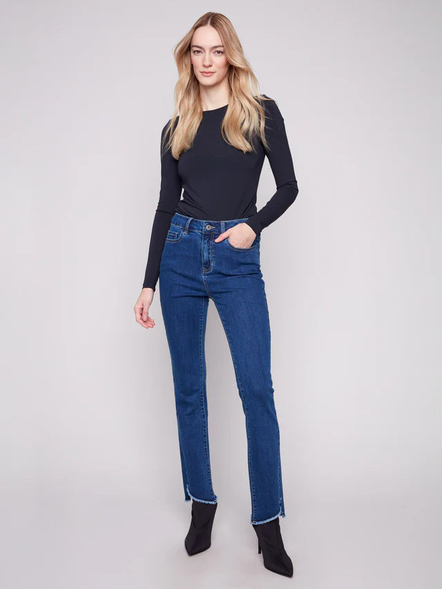 Charlie B -Bootcut Jeans With Asymmetrical Hem - Indigo