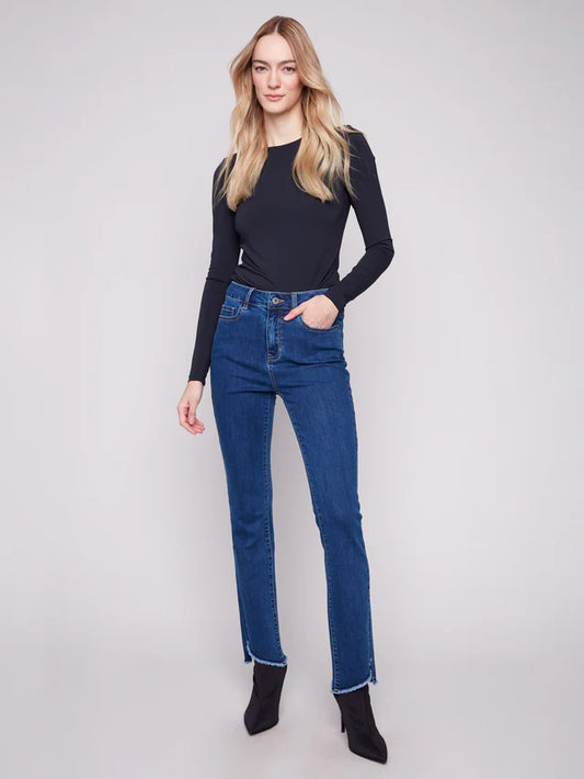 Charlie B -Bootcut Jeans With Asymmetrical Hem - Indigo