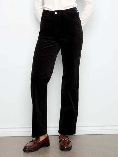 Straight Leg Corduroy Pants - Black