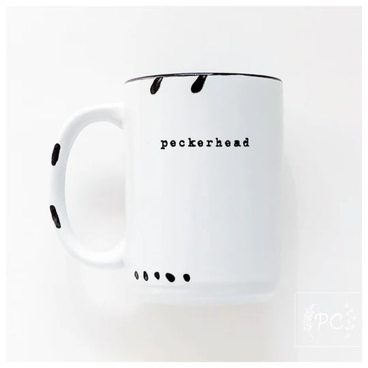 Peckerhead ceramic mug in white