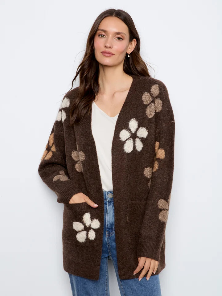 Flower Boucle Long Sleeve Cardigan