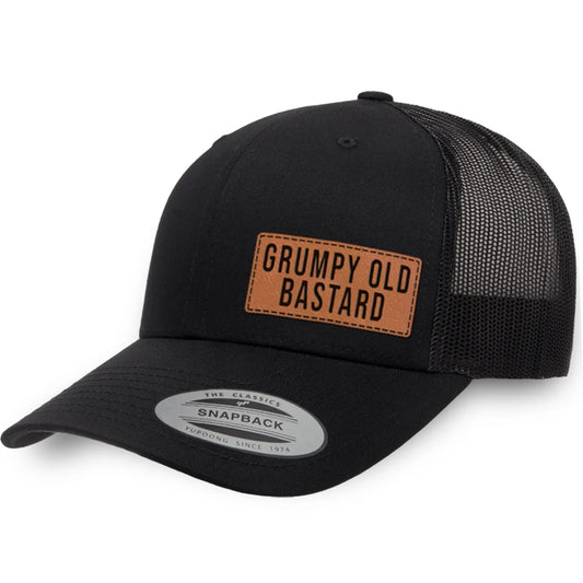 Grumpy Old Bastard Leather Patch Hat