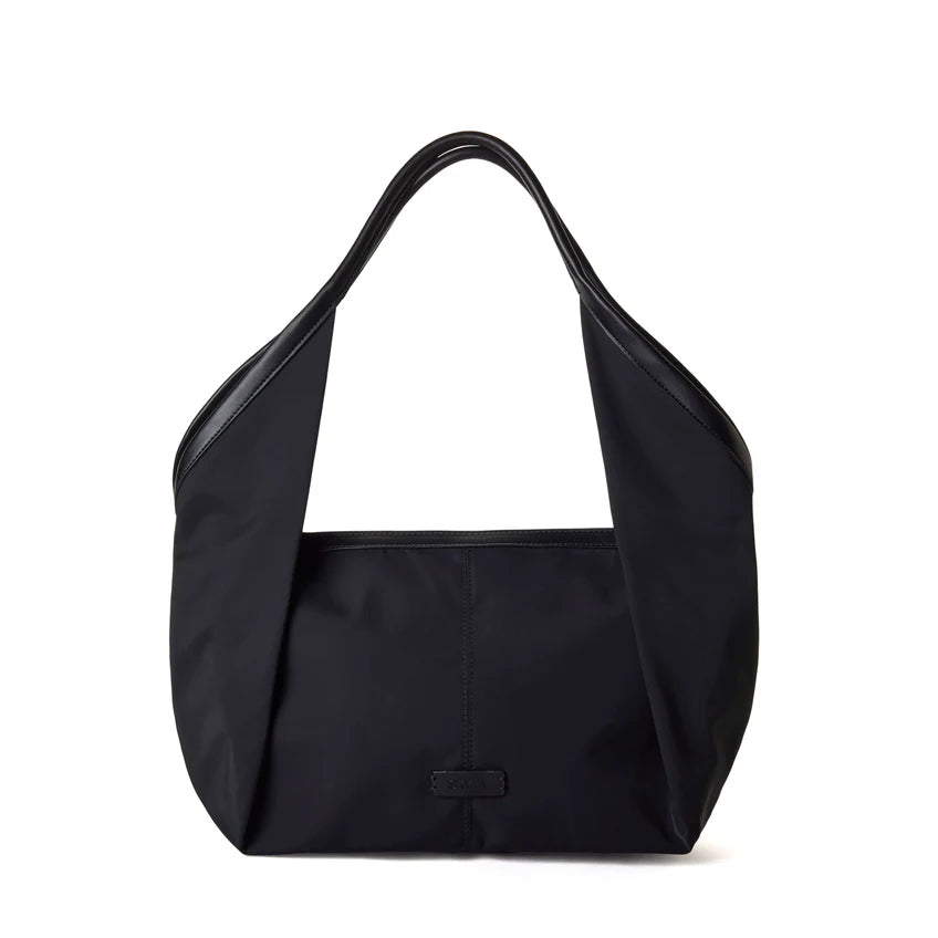 VICTORIA Nylon Shoulder Bag Tote - Black