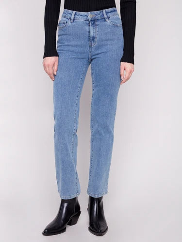 Corduroy Straight Leg Pants - Denim