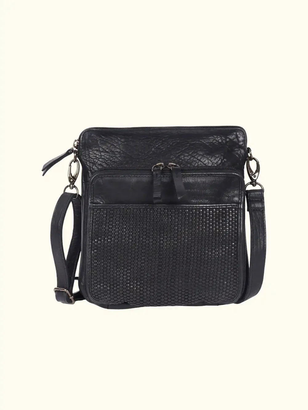 Matilde Washed Leather Bag in Black