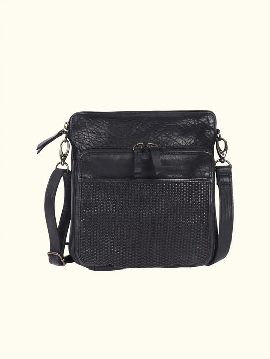 Matilde Washed Leather Bag in Black