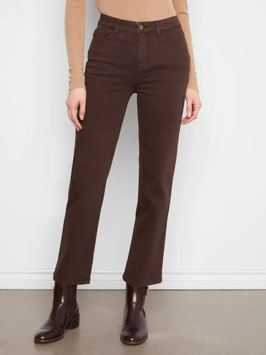 Straight Leg Twill Pants - Coffee