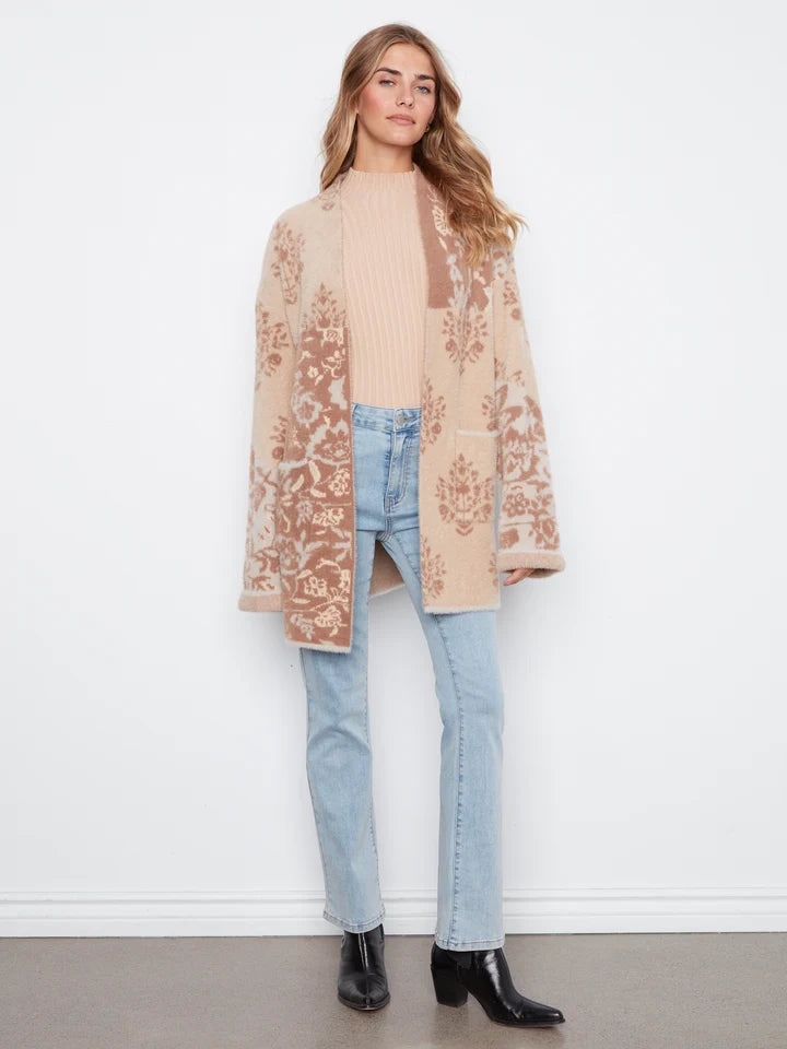 Wide sleeve Cardi With Patch Pocket