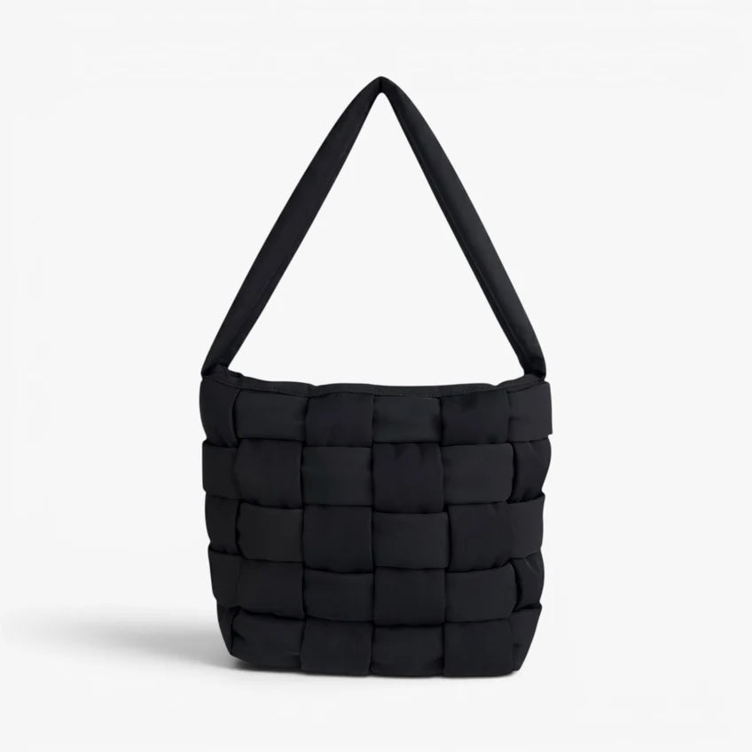 FIONA Woven Nylon Tote Bag - Black
