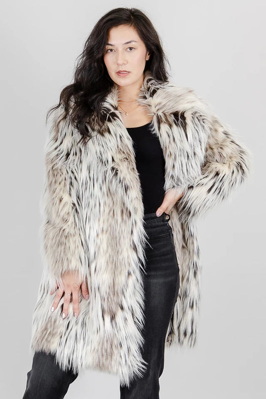 Snow Lynx Faux Fur Coat