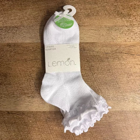 Lace Quarter Socks in White