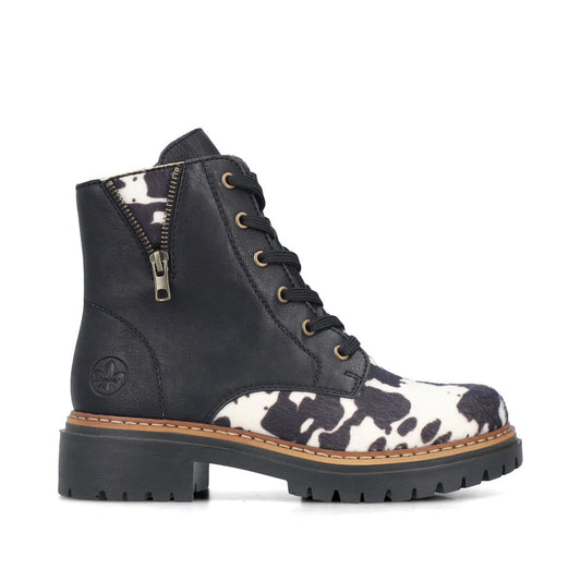 Lug Boot Laceup -  COW PRINT