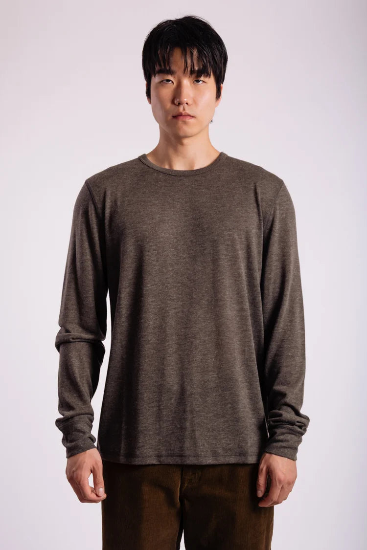 Heathered Thermal L/S - Heather brown