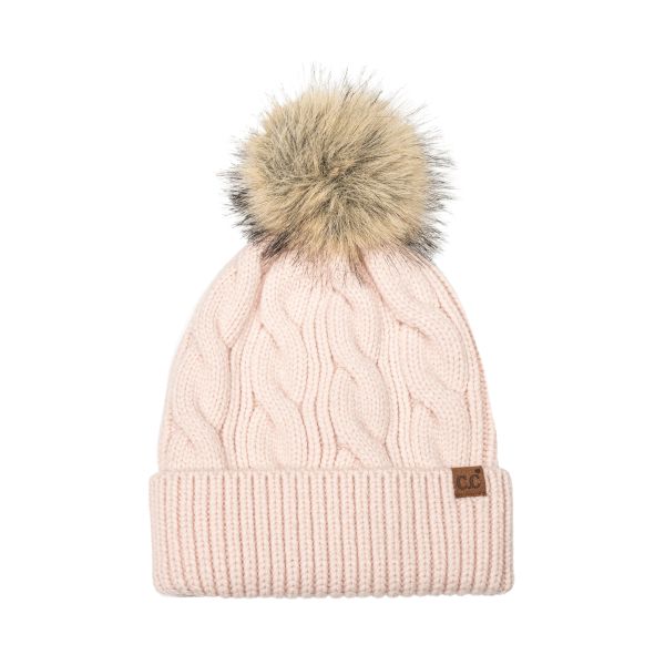 Cable Knit Beanie in Rose