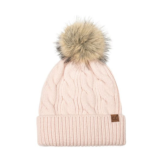 Cable Knit Beanie in Rose
