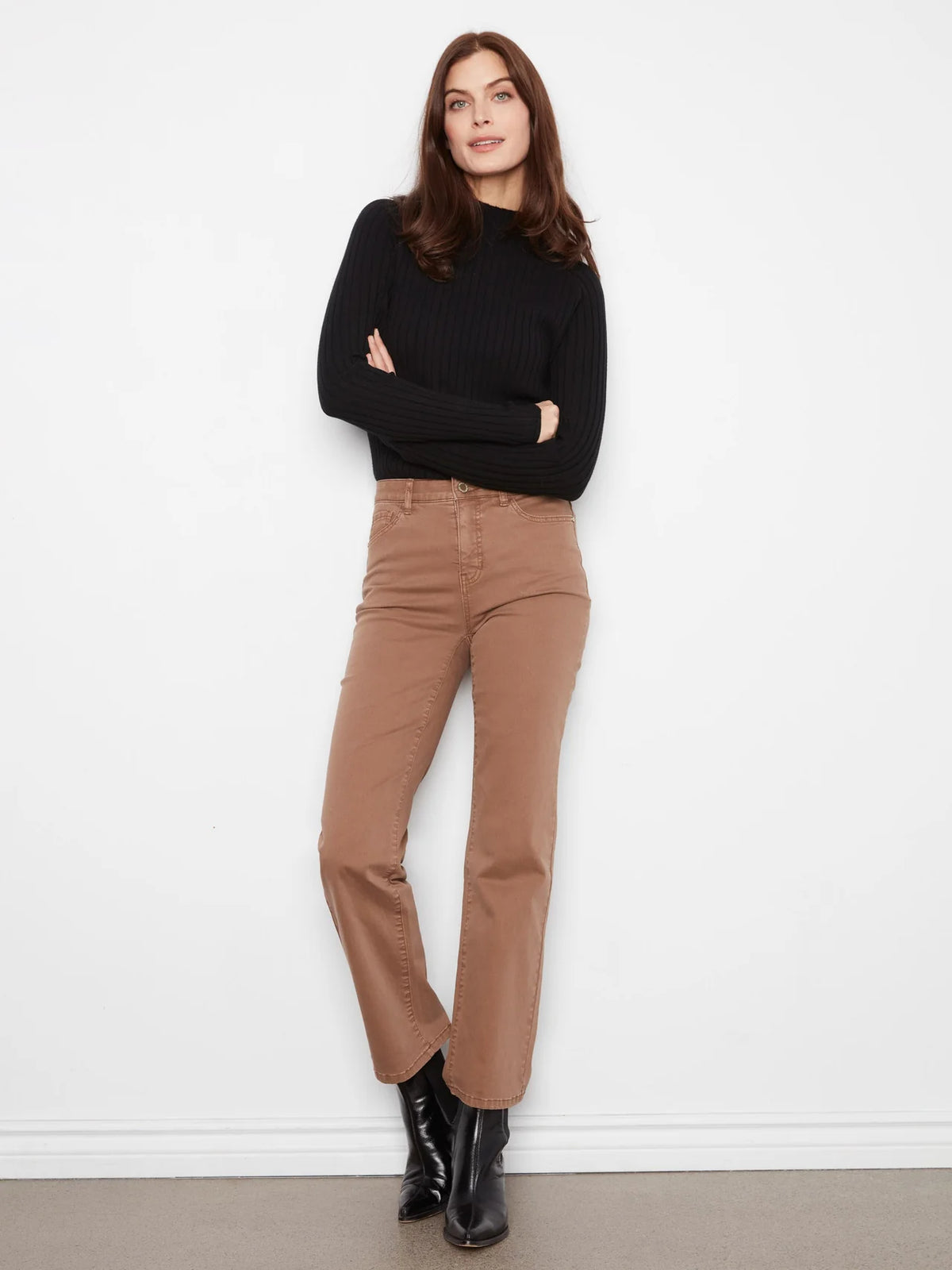 Straight Leg Twill Pants - Truffle