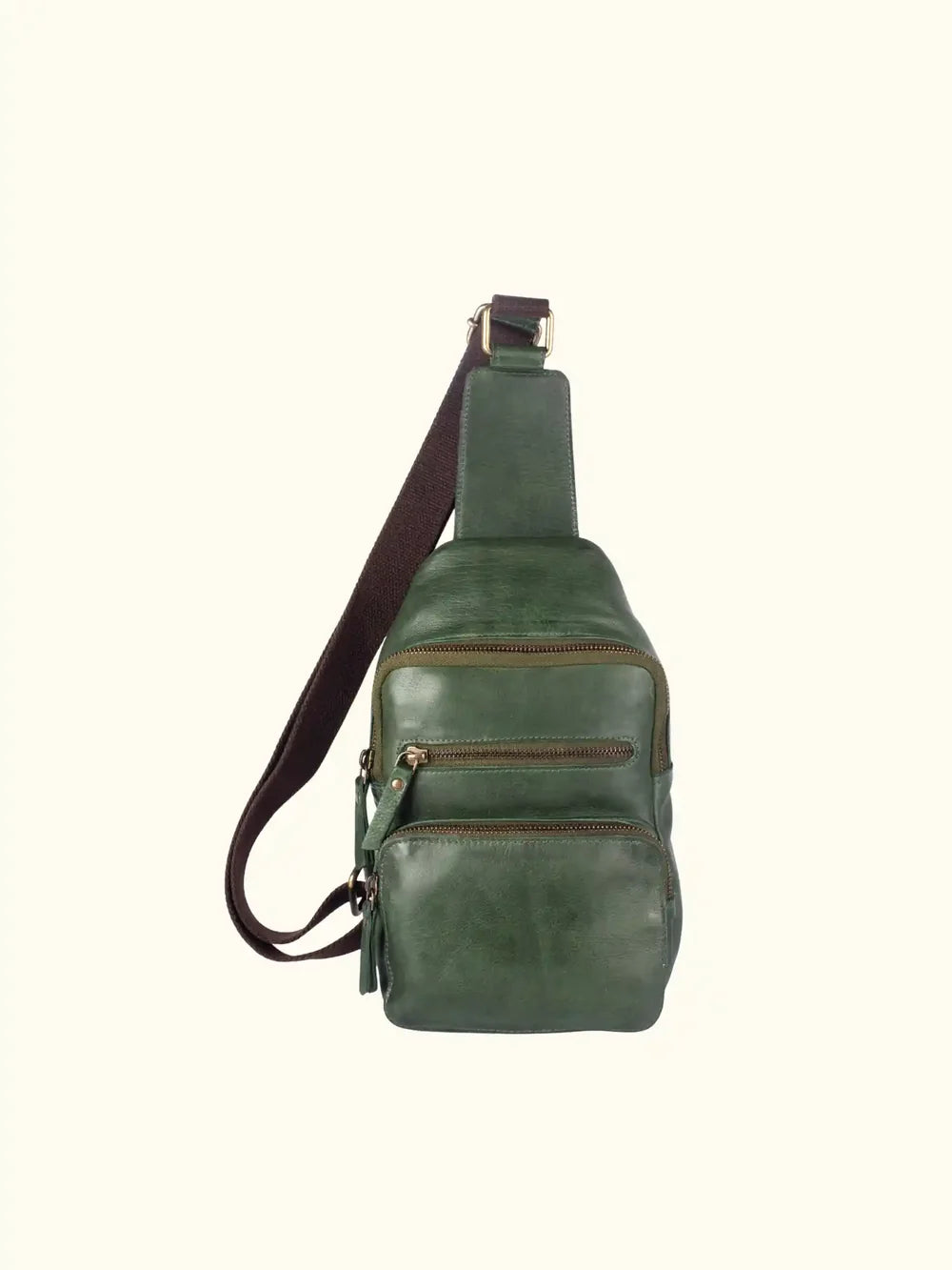 Martina Washed Leather Sling Backpack in Olive