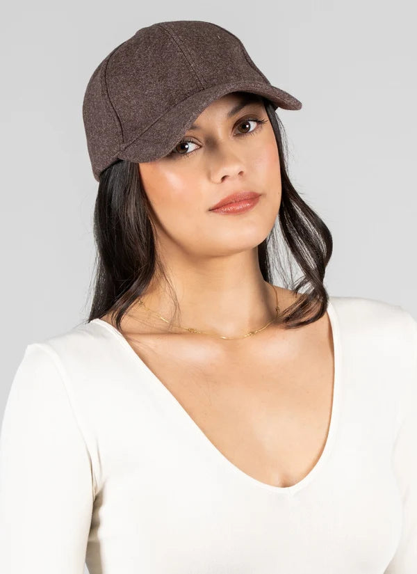 Melange Fabric Baseball Cap in Heather Brown
