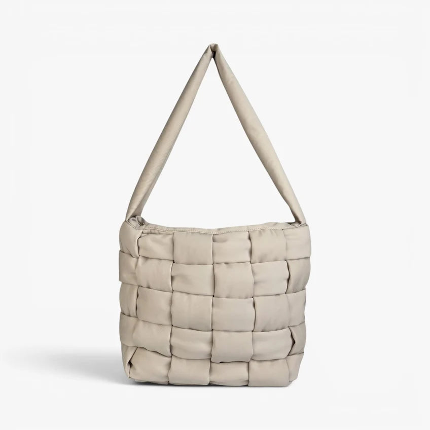FIONA Woven Nylon Tote Bag - Creme