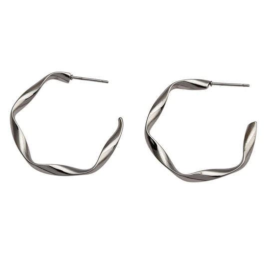 RIMINI Silver: Sculpted Twist Hoop Earrings