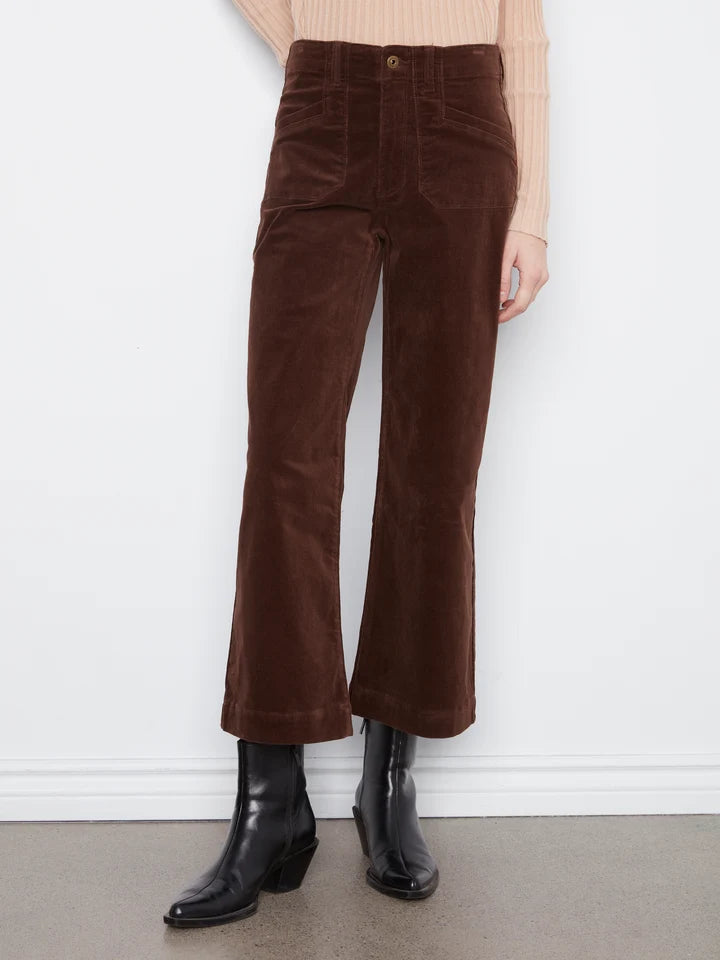 Printed Crop Wide-Leg Twill Pant