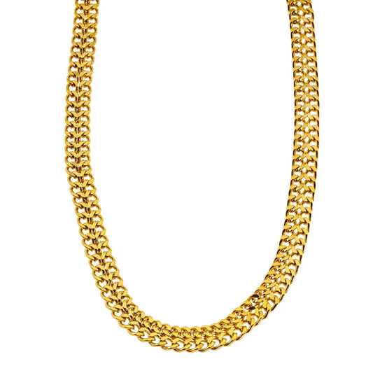 ANIMA: Intricate Wide Width Singular Twin Chain Necklace