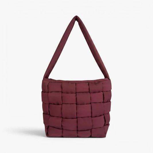 FIONA Woven Nylon Tote Bag - Bordeaux