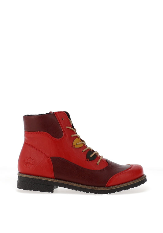 Womens Lace Up Ankle Boots - Red