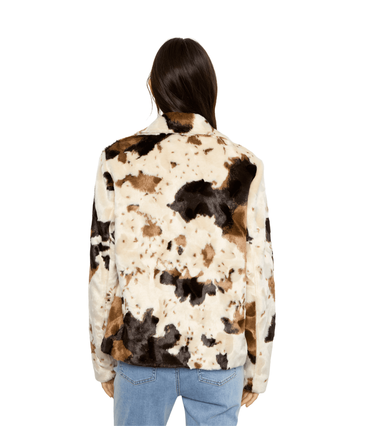 Long Sleeve Cow Pattern Fur Jacket